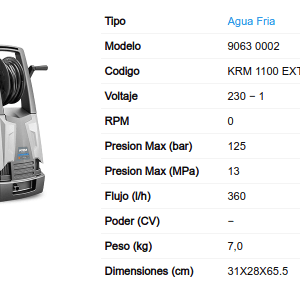 Cometa KRM 1100 Extra 1,8 kW 125 Bar Lavadora de alta pressão elétrica Freshzone 27